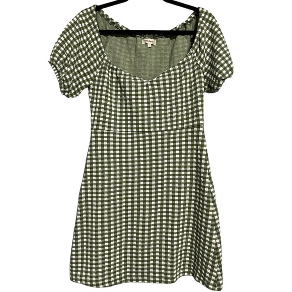 Madewell Jacquard Puff-Sleeve  Mini Dress Gingham Check - Picture 1 of 12